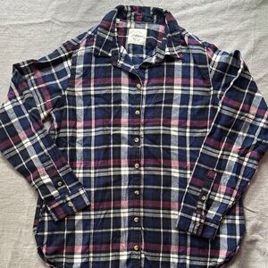 JACHS Girlfriend Navy and Pink Plaid Shirt